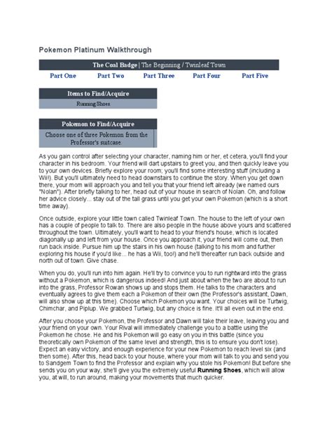 pokemon platinum walkthrough pdf.